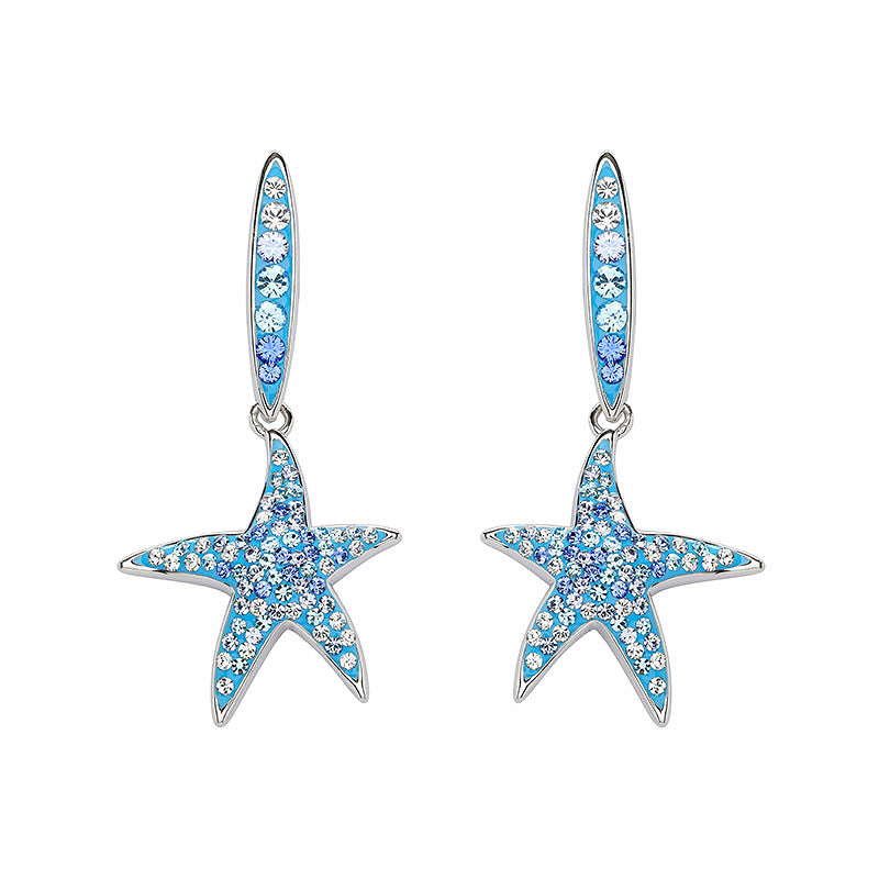 Sterling Silver Crystal Starfish Earrings