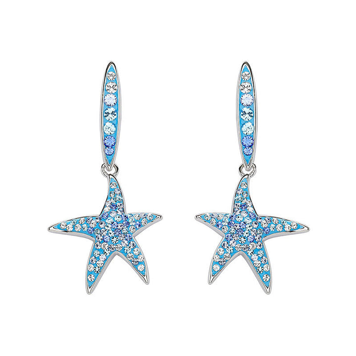 Sterling Silver Crystal Starfish Earrings