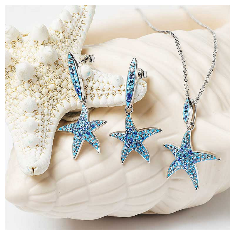 Sterling Silver Crystal Starfish Earrings