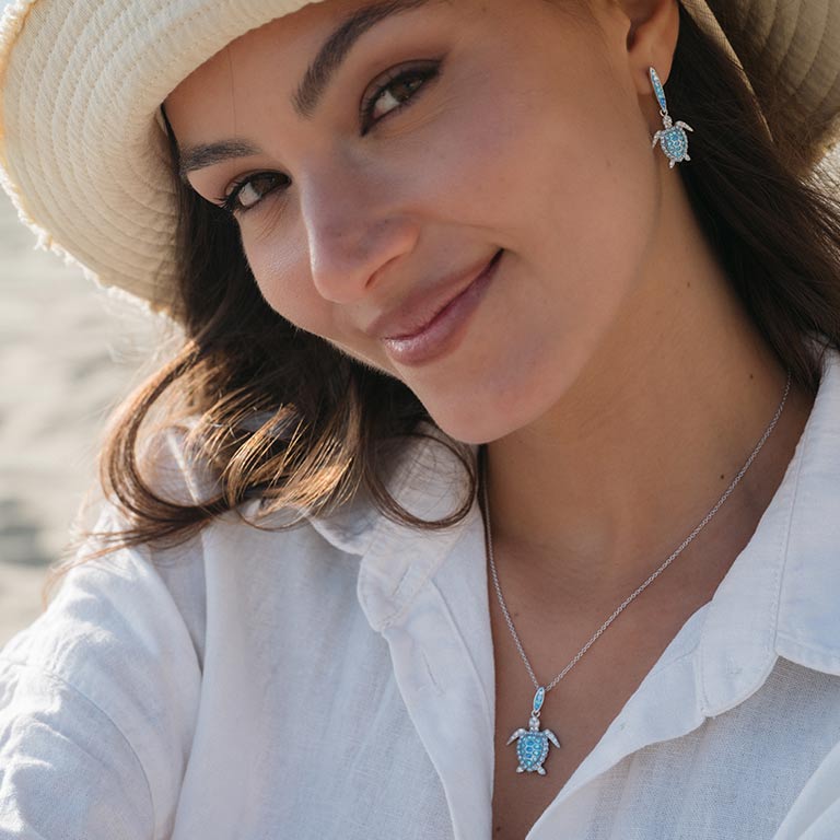 Sterling Silver Crystal Turtle Earrings