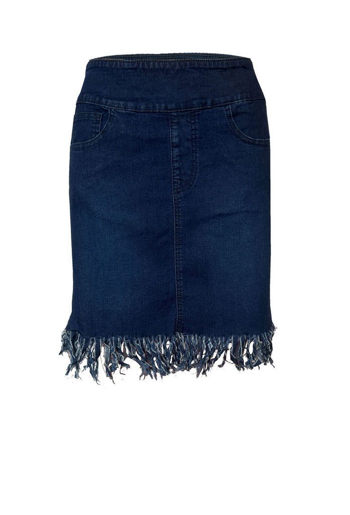 Ethyl Pull on Fringe denim skirt