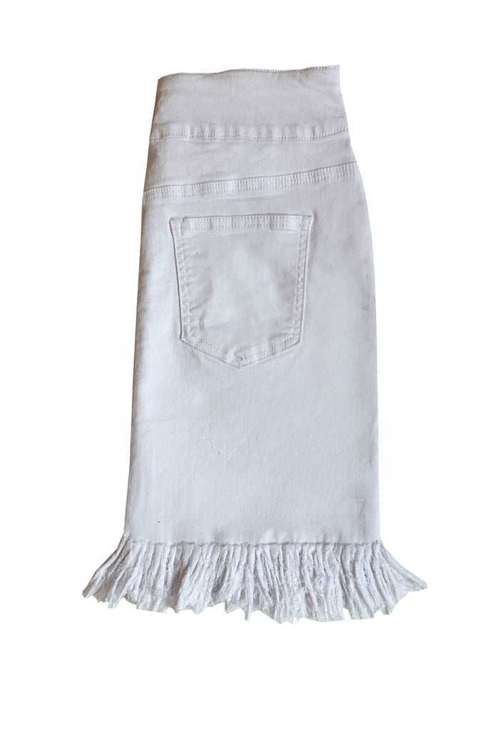 Ethyl Pull on Fringe denim skirt