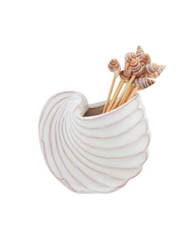 Mud Pie Shell Toothpick Caddy Set