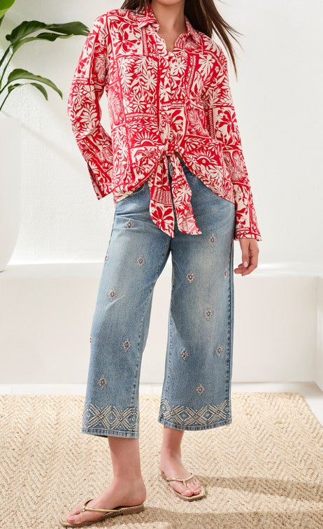 Tribal Blouse with Tie Front