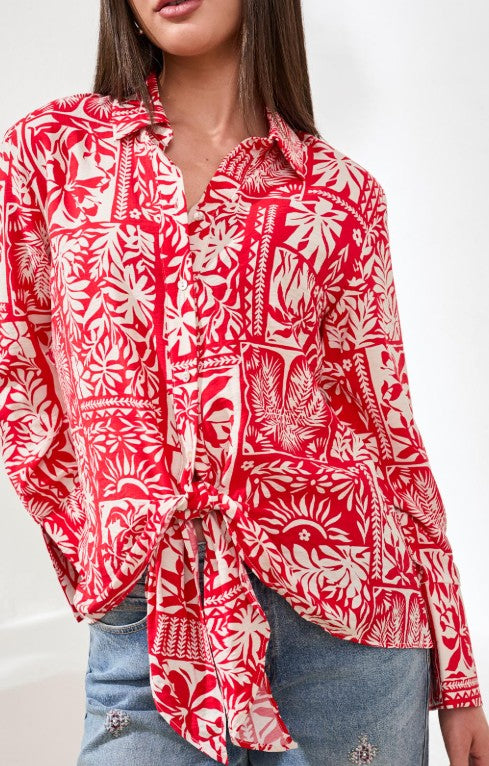 Tribal Blouse with Tie Front