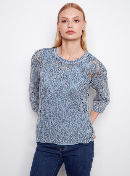 Charlie B Crochet Crew Neck Sweater