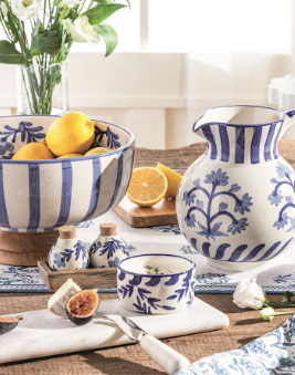Mud Pie Blue Floral Salt & Pepper Set