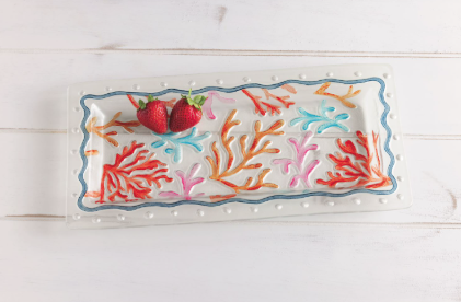 Coral Glass Platter