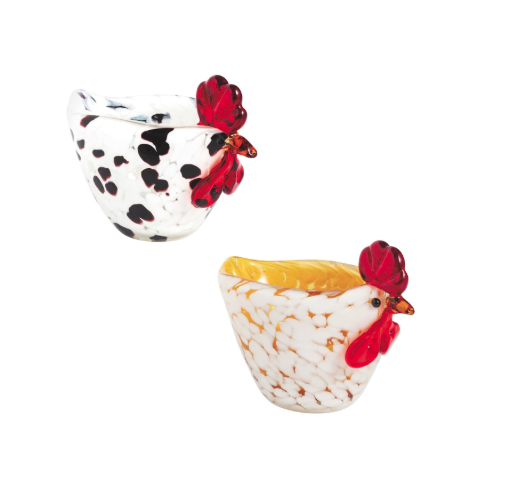 Glass Chicken Tidbit Bowls