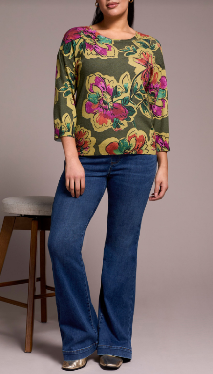 Tribal 3/4 Sleeve Crew Neck Sweater