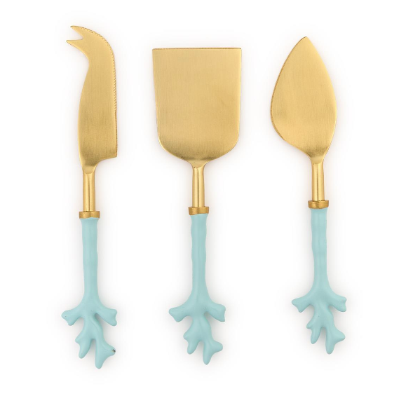 Seafoam Coral Cheese Knives w/ Gift Box