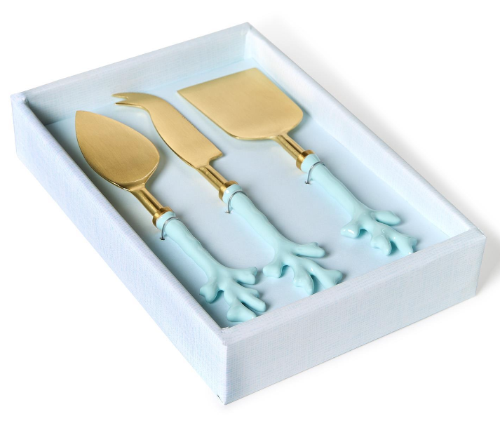 Seafoam Coral Cheese Knives w/ Gift Box