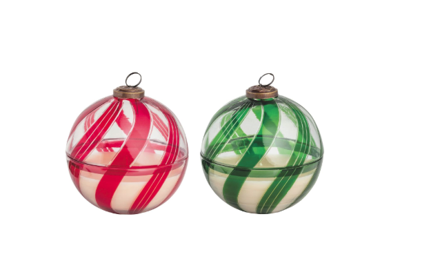 Candy Cane Glass Candles