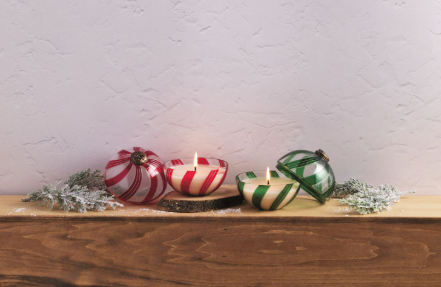 Candy Cane Glass Candles