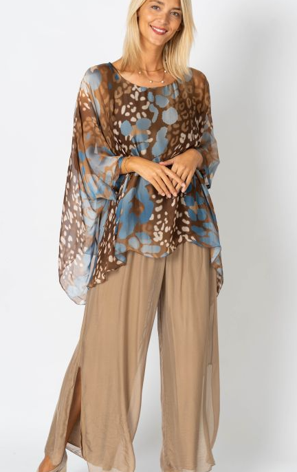 Look Mode Silk Cheetah Caftan Top