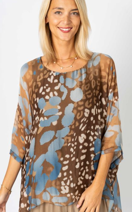 Look Mode Silk Cheetah Caftan Top