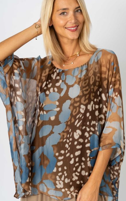 Look Mode Silk Cheetah Caftan Top