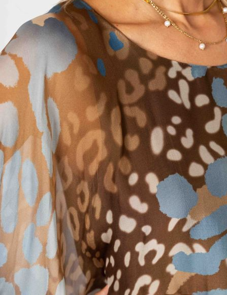 Look Mode Silk Cheetah Caftan Top