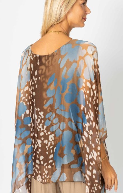 Look Mode Silk Cheetah Caftan Top