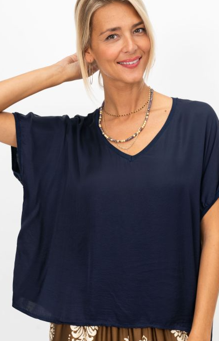 Look Mode Flowy Satin Blouse