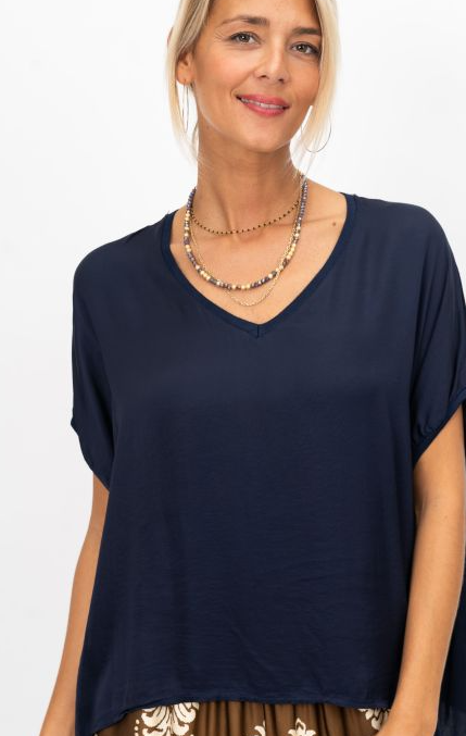 Look Mode Flowy Satin Blouse