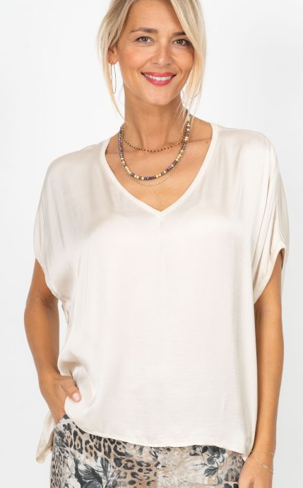 Look Mode Flowy Satin Blouse