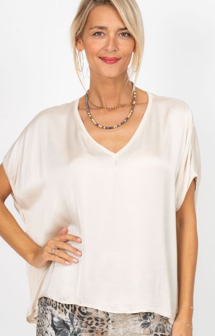 Look Mode Flowy Satin Blouse