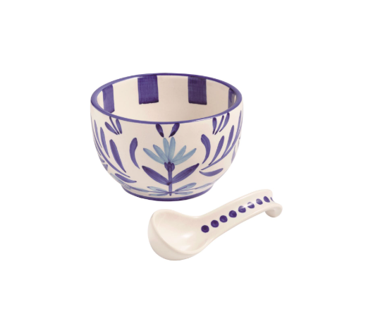 Blue Floral Salsa Tidbit Bowl