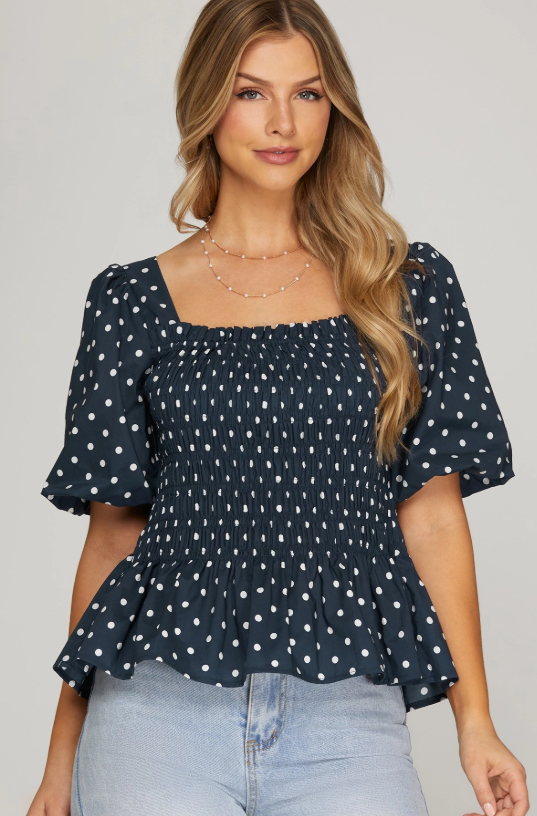 Polka Dot Peplum Top