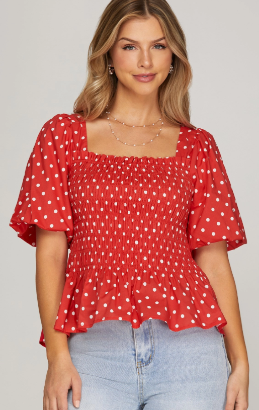 Polka Dot Peplum Top