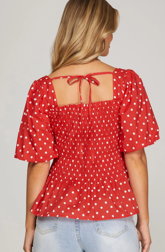Polka Dot Peplum Top