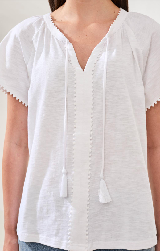 Tribal Short Sleeve Top w/Tassels