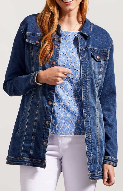 Tribal Long Denim Jacket