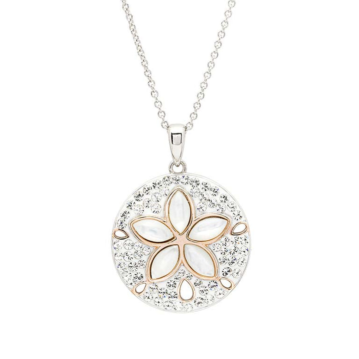 Sterling Silver White Crystal Sand Dollar Necklace