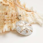 Sterling Silver White Crystal Sand Dollar Necklace