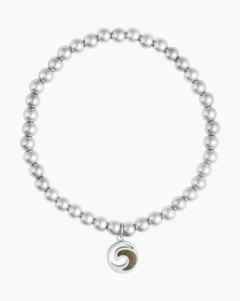 Silver Stretch Beaded Bracelet - Wave (FMB Shells)