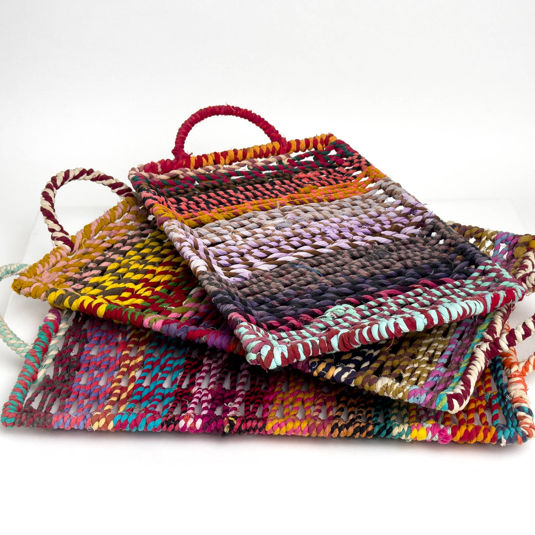 Colorful Jute Trays with Handles