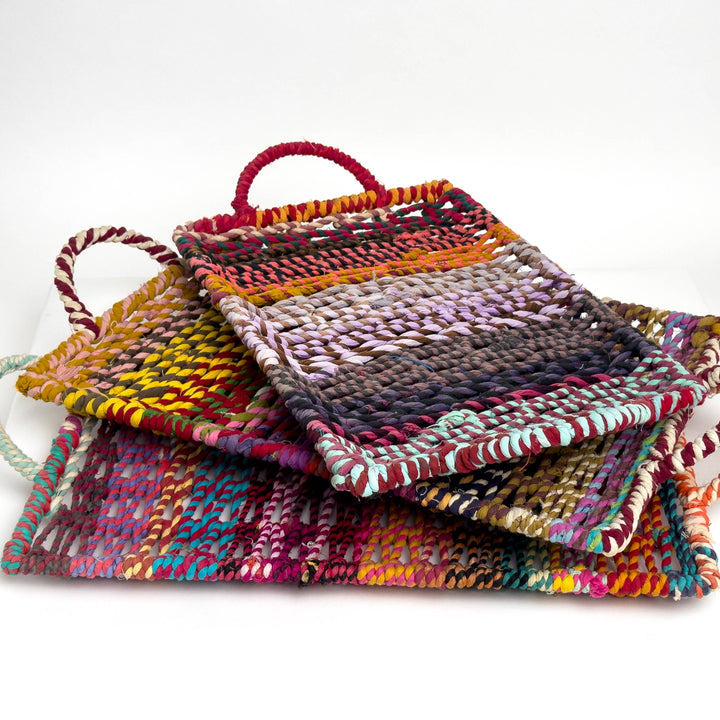 Colorful Jute Trays with Handles