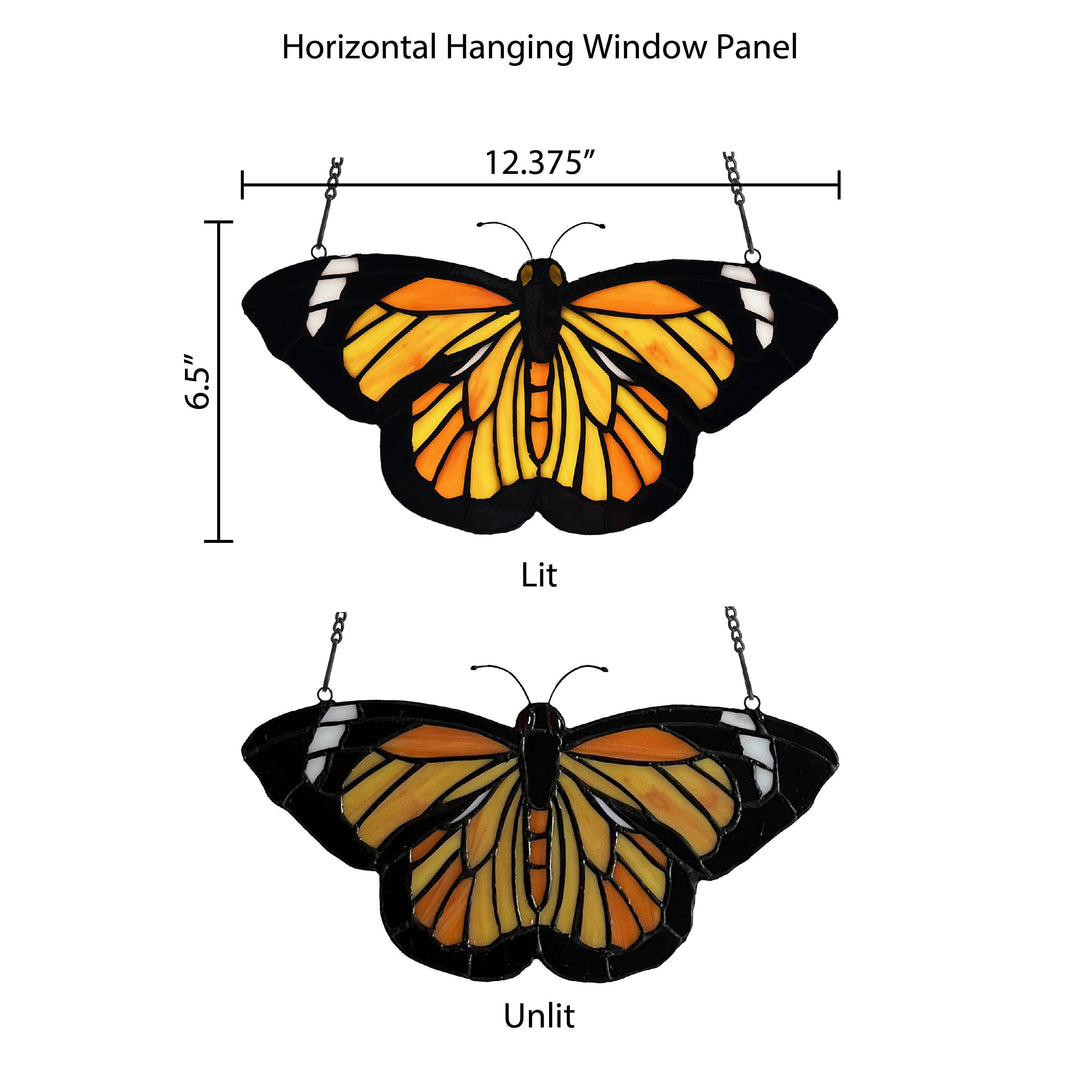 Monarch Butterfly Stained Glass Panel