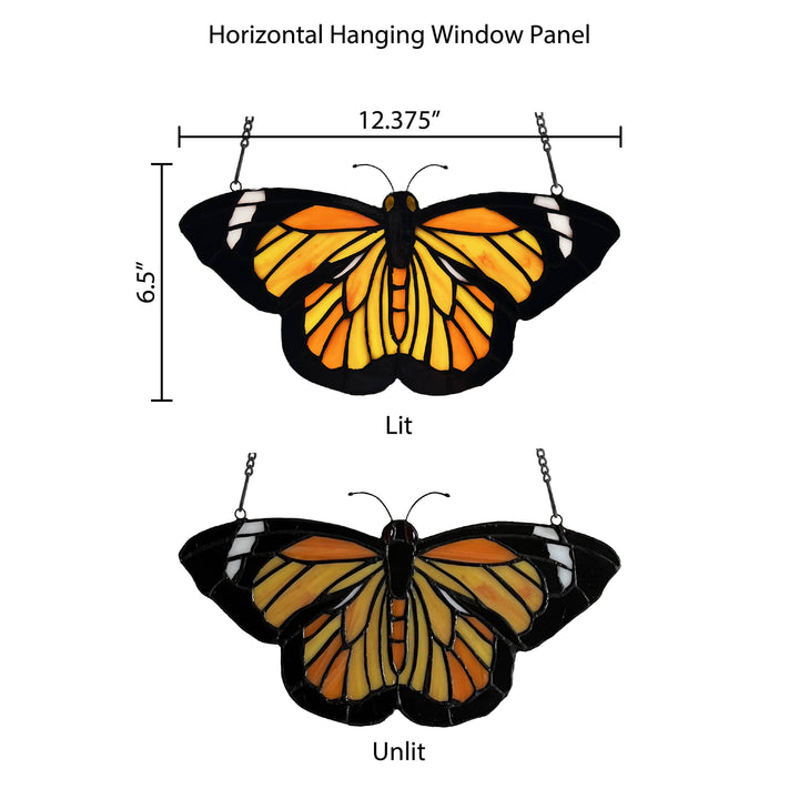 Monarch Butterfly Stained Glass Panel