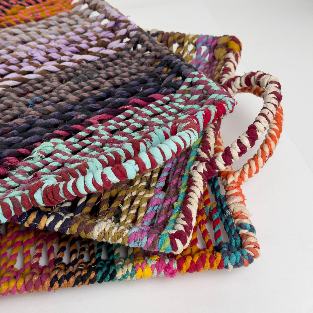 Colorful Jute Trays with Handles