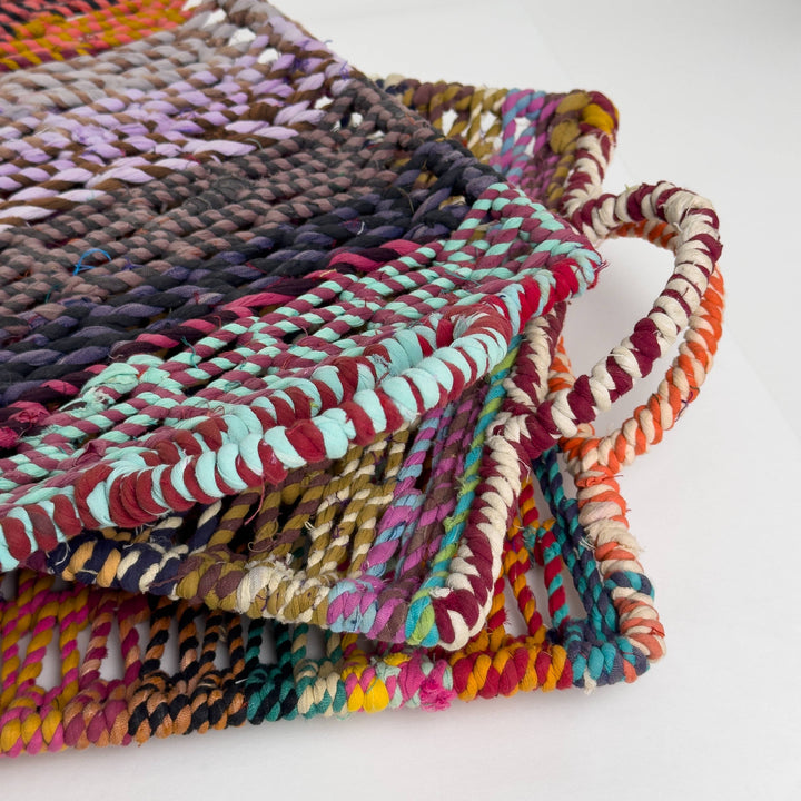 Colorful Jute Trays with Handles