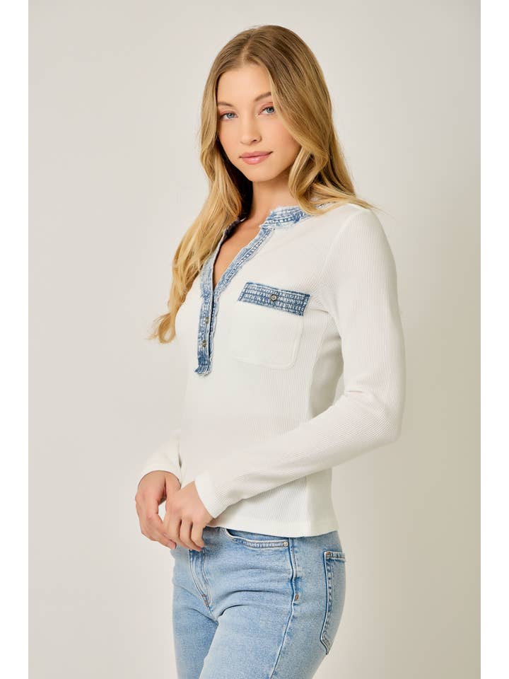 Denim Trim Henley