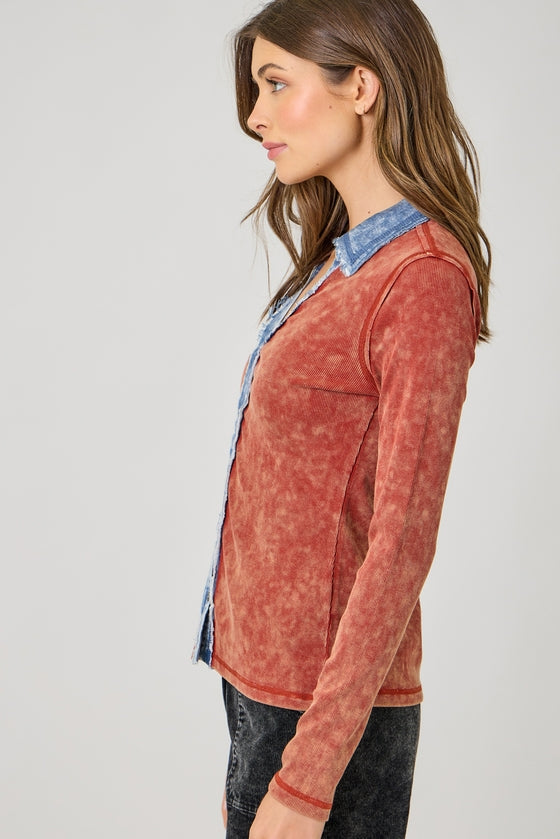 Washed Thermal Button Down