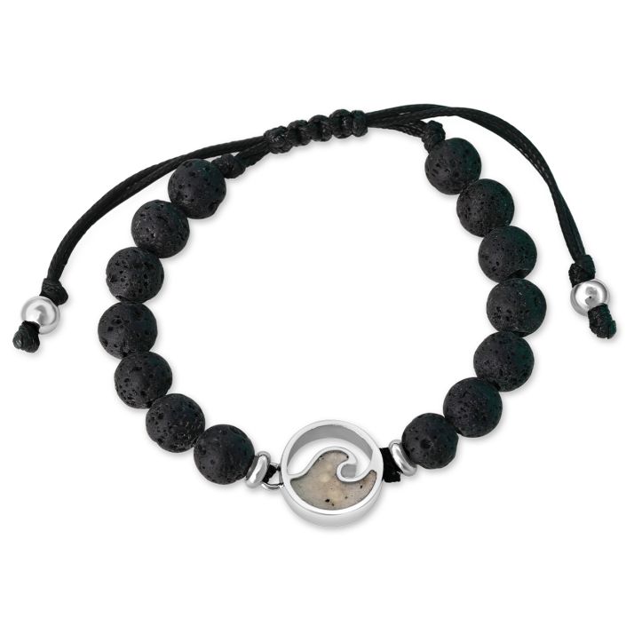 Men's Beaded Bracelet Adjustable - Round - LAVA (FMB Sand)