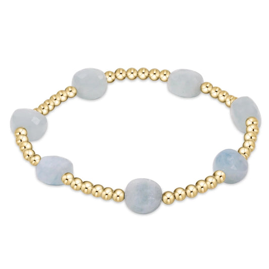 E Newton Admire Gold 3MM Bead Bracelet Aquamarine