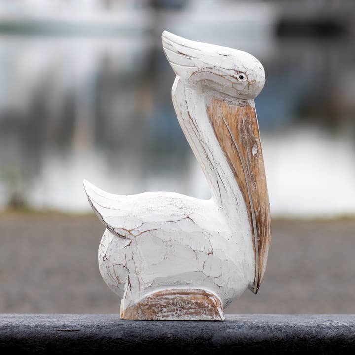 12" Sitting Pelican Carving