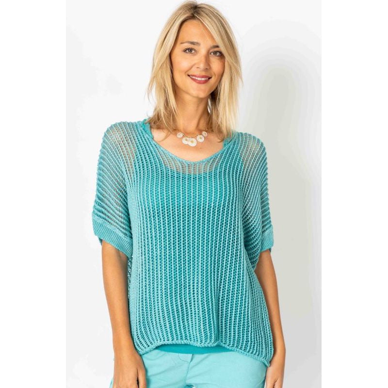 Open Knit short Sleeve Sweater