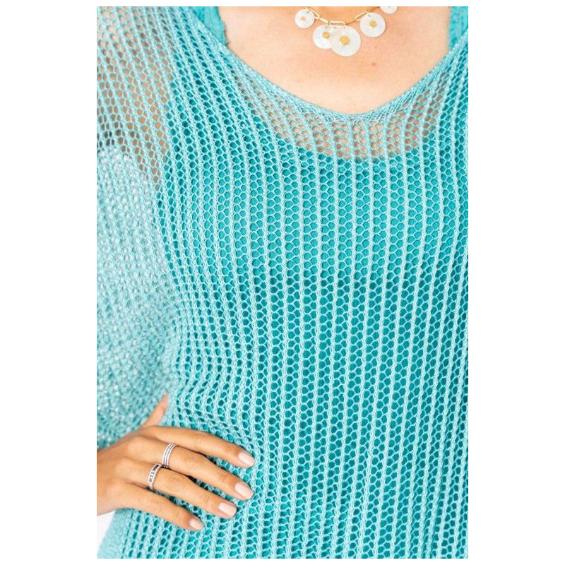 Open Knit short Sleeve Sweater