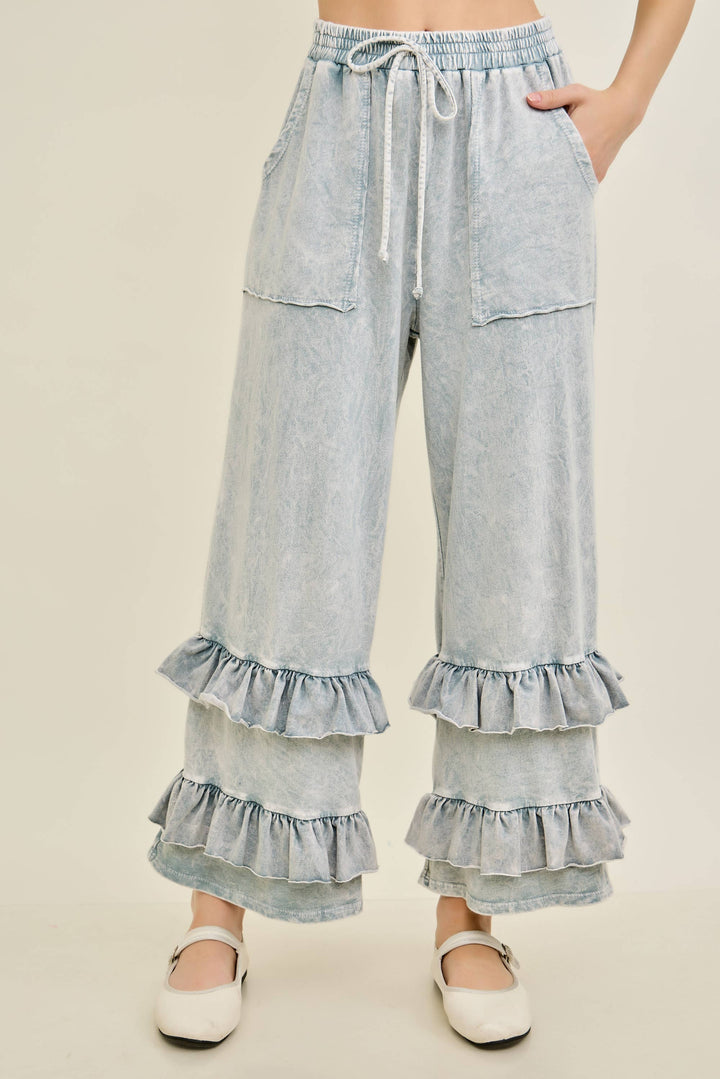 Mineral Washed Ruffle pants